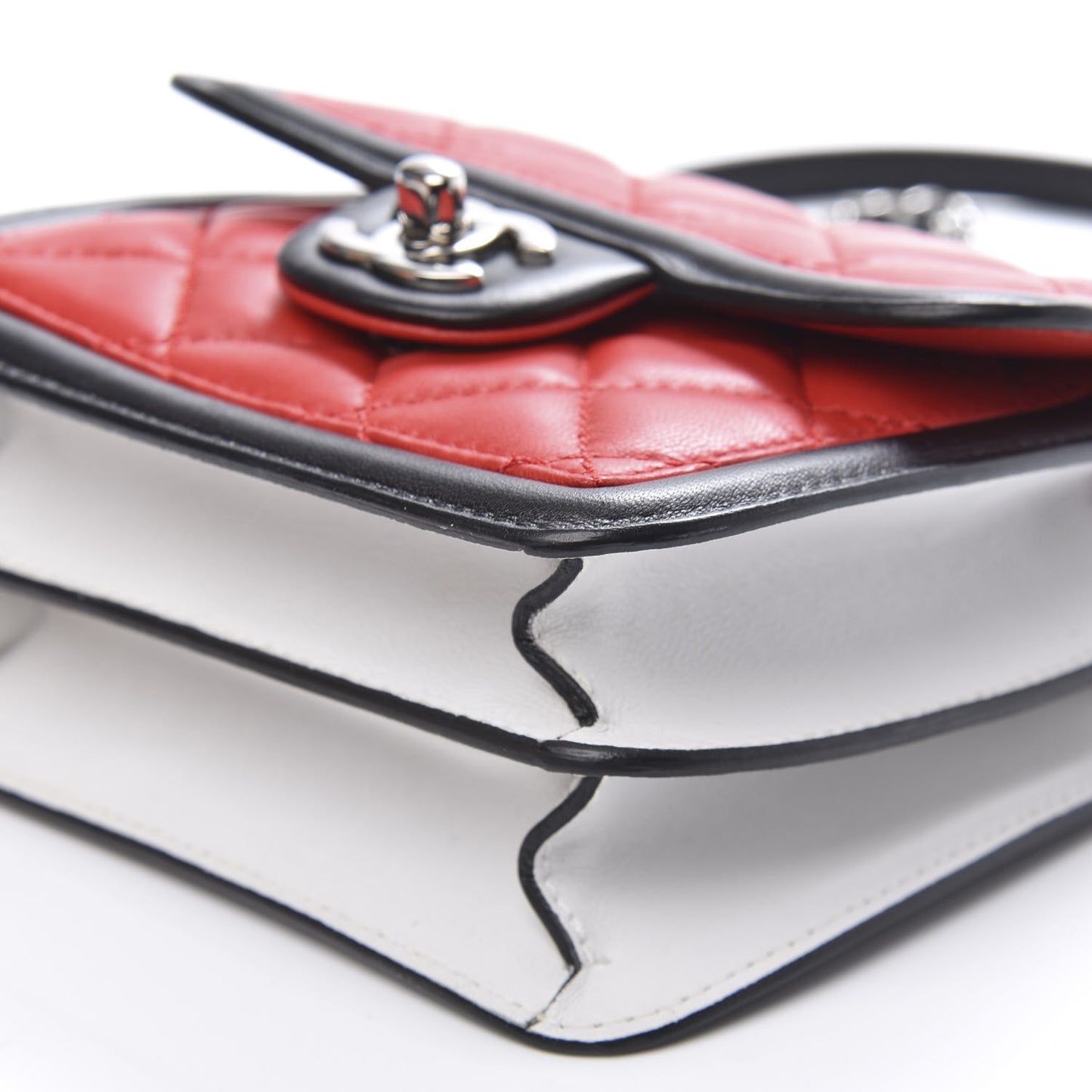 Lambskin Quilted Mini Graphic Flap Bag Red Black White