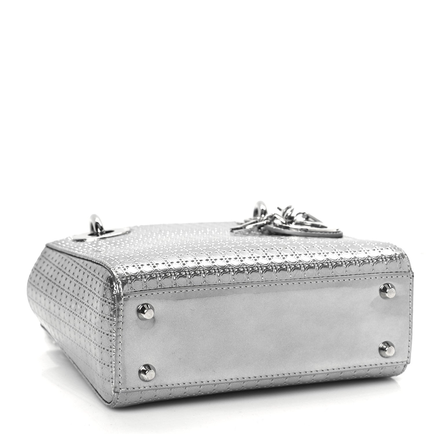 Christian Dior Metallic Patent Micro-Cannage Mini Lady Dior Silver 3 of 10