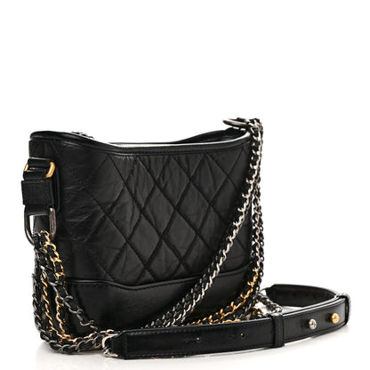 Chanel Aged Calfskin Quilted Small Gabrielle Hobo Black 3 of 11