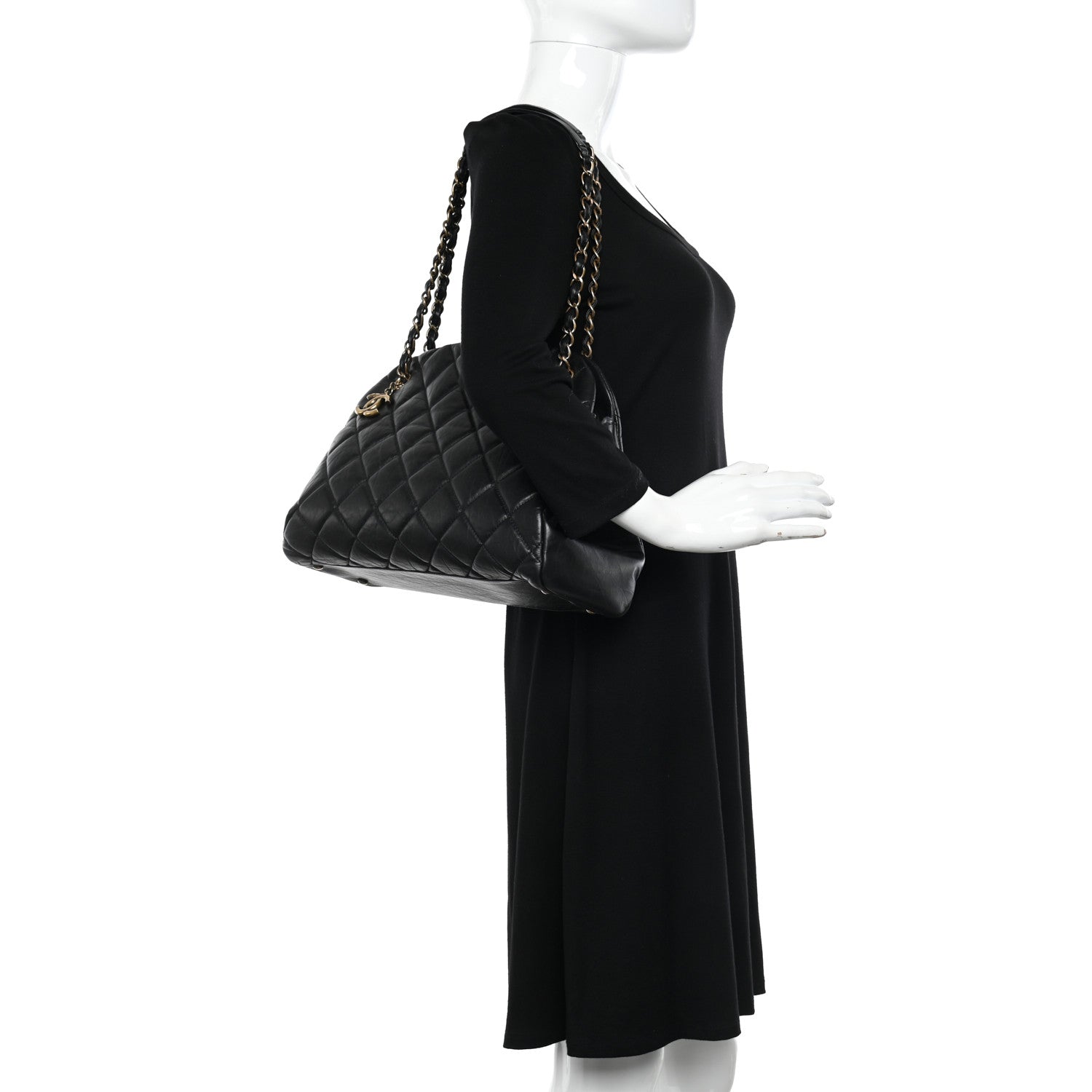 Chanel Aged Calfskin Large Just Mademoiselle Bowling Bag Black 3 of 12
