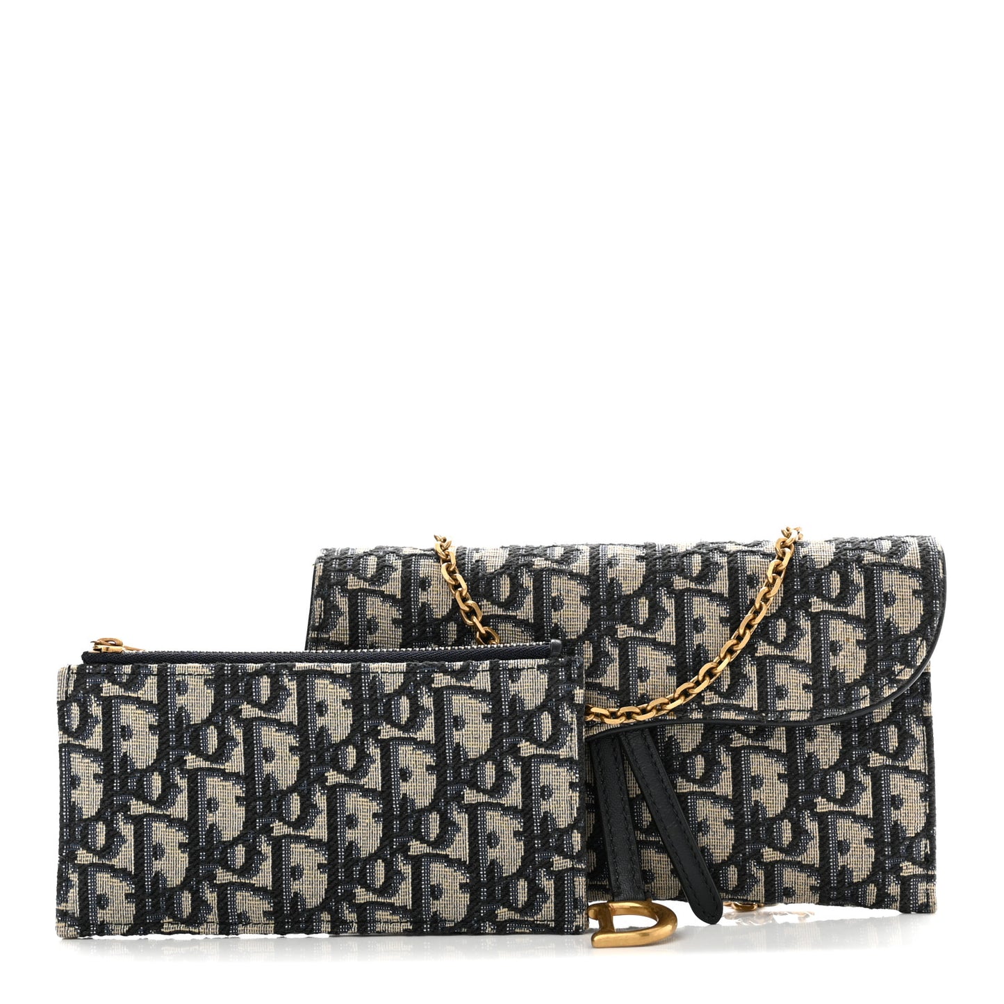 Oblique Saddle Chain Long Wallet Blue