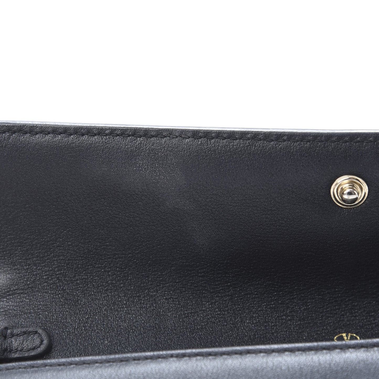 Calfskin Rockstud Wristlet Travel Wallet Black