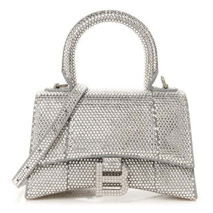 Balenciaga Strass Suede Hourglass Top Handle Bag XS Smoke Grey Crystal 1 of 10