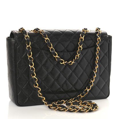 Chanel Caviar Quilted XL Jumbo Single Flap Black 3 of 10