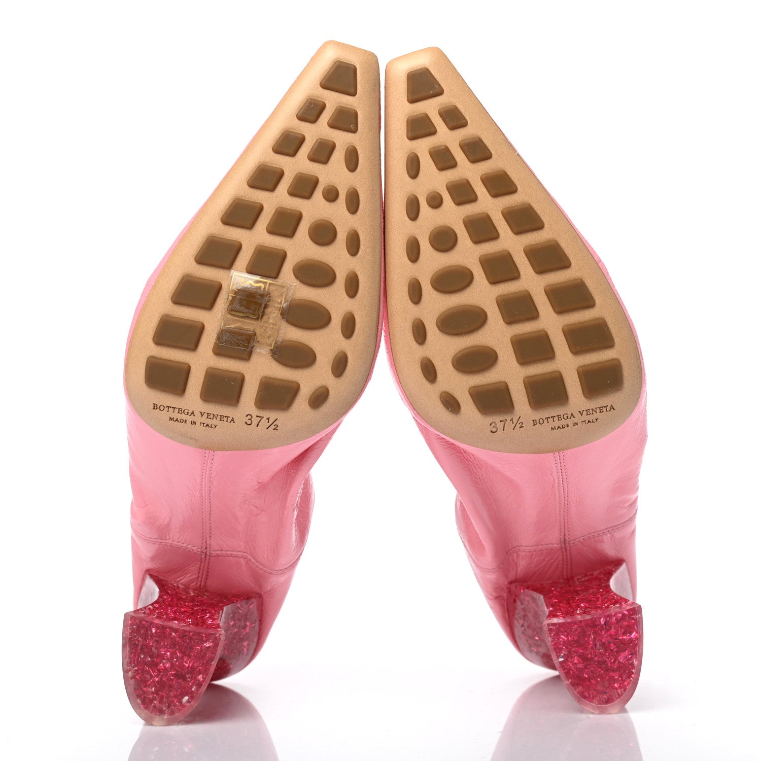 Bottega Veneta Crushed Nappa Glitter Plexiglass Almond Pumps 37.5 Blossom 5 of 7