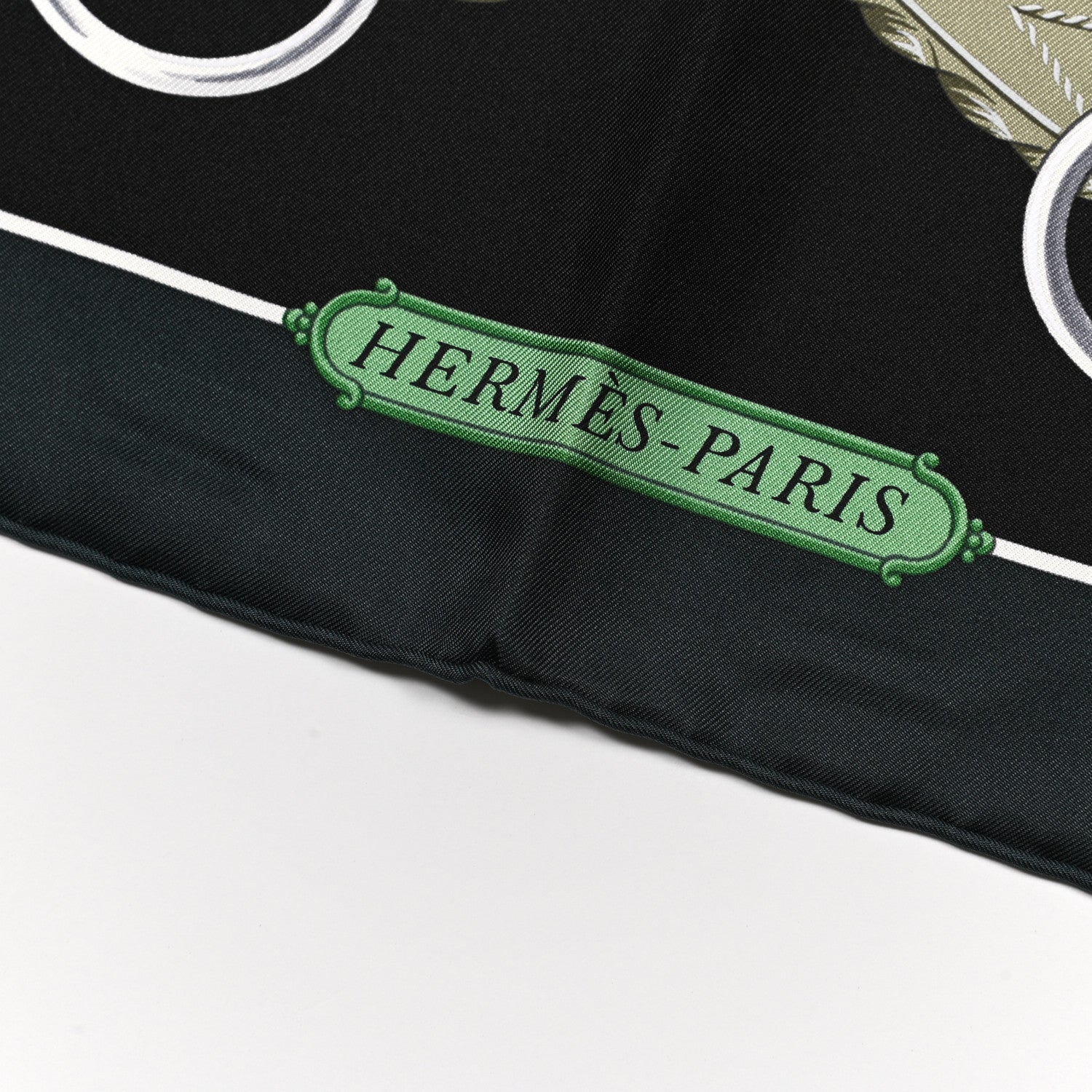 Hermes Silk Lift Profile Scarf 90 Vert Black Gris 2 of 5