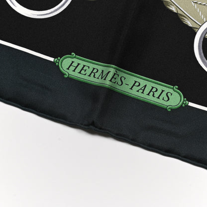 Hermes Silk Lift Profile Scarf 90 Vert Black Gris 2 of 5