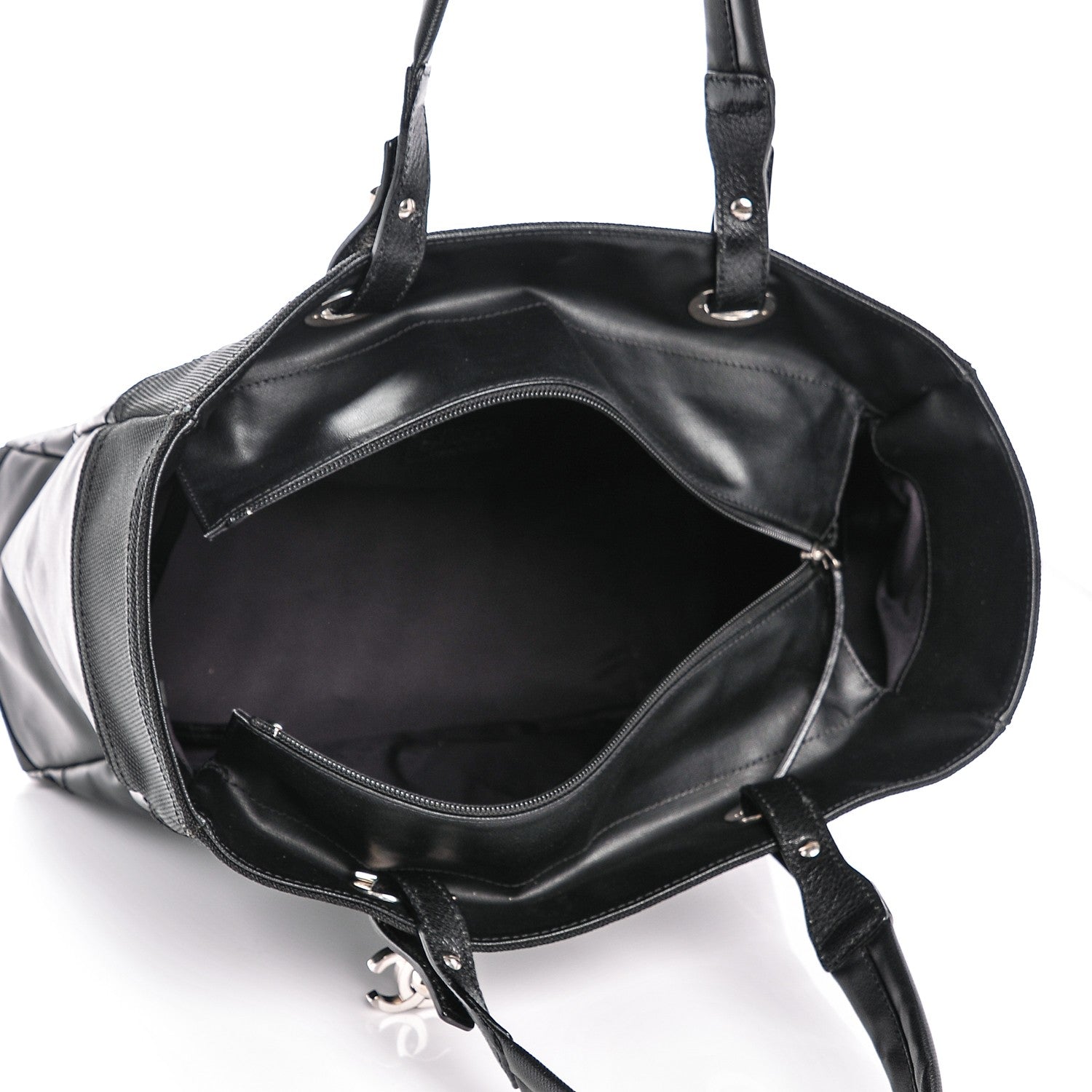 Chanel Coated Canvas Quilted Large Paris Biarritz Tote Black 5 of 7