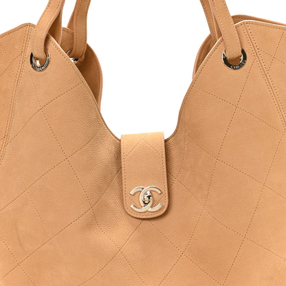 Chanel Grained Nubuck Calfskin Quilted Maxi Shopping Bag Beige 8 of 10