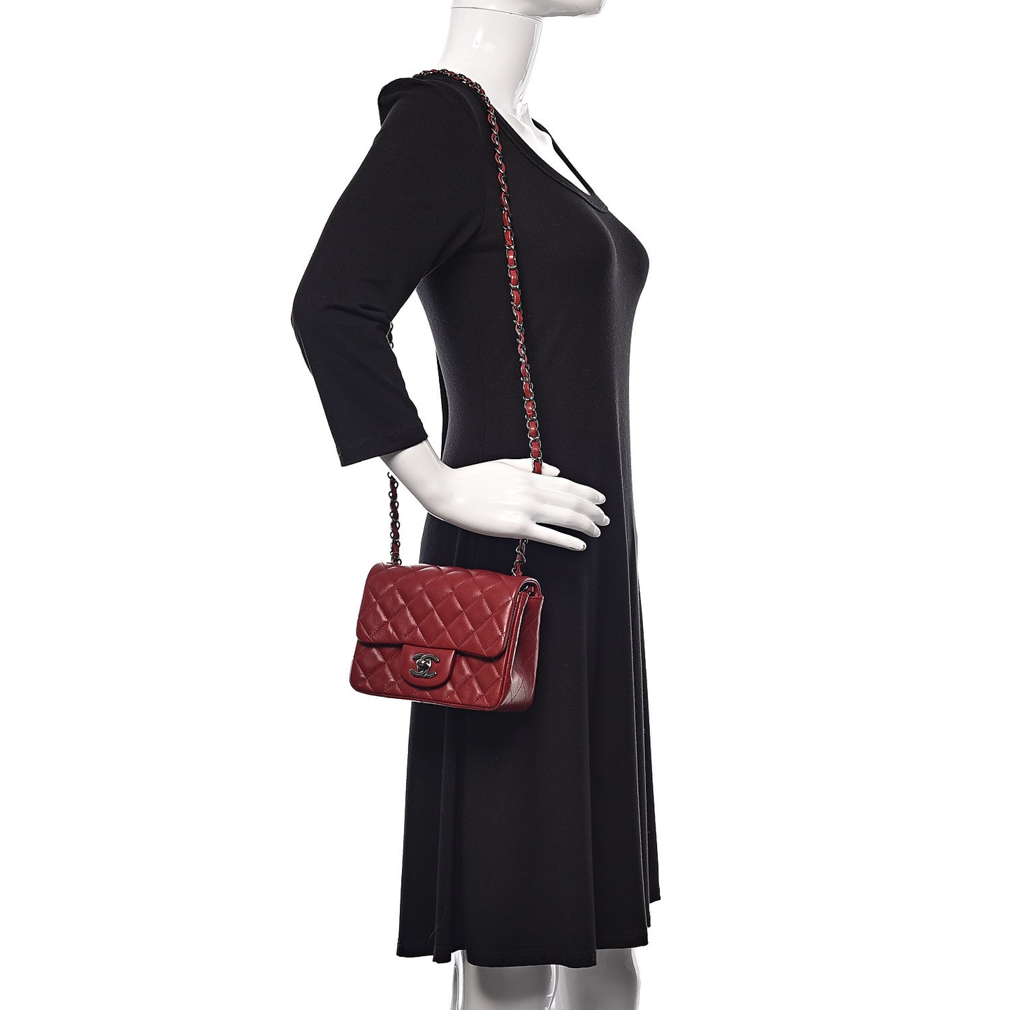 Lambskin Quilted Mini Square Flap Red