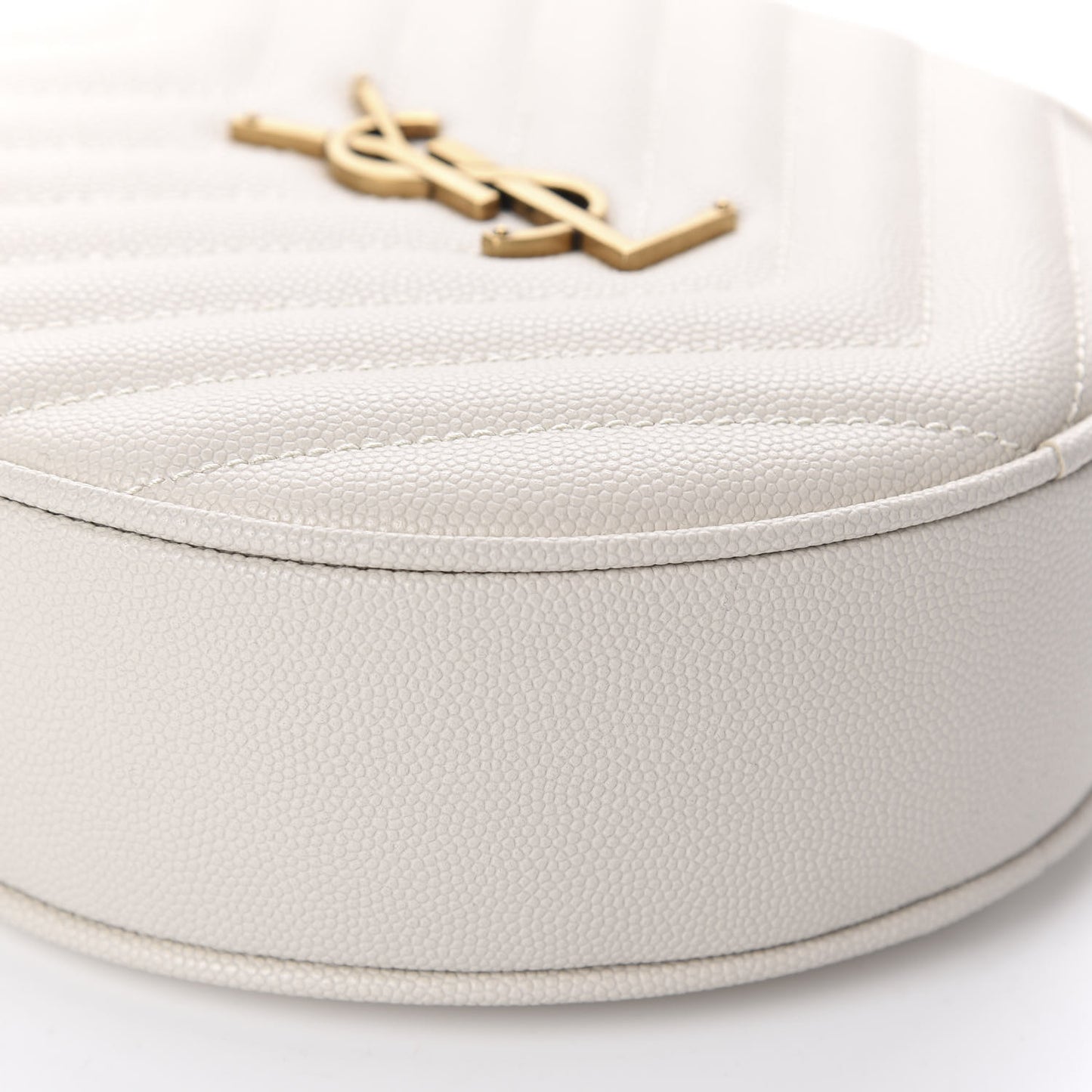Grain De Poudre Matelasse Chevron Quilted Round Vinyle Camera Bag Crema Soft