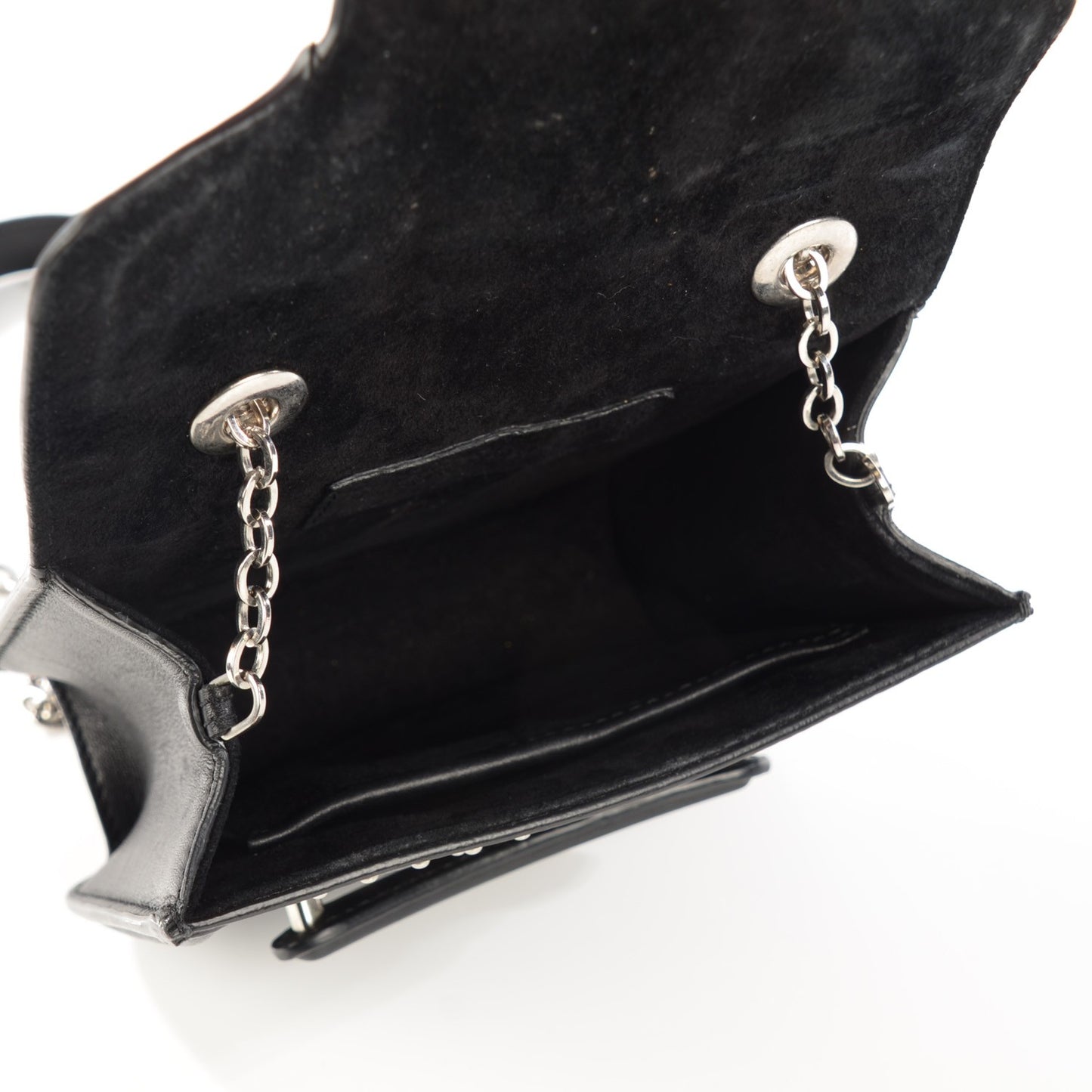 Calfskin Studded Mini Heroine Chain Satchel Black