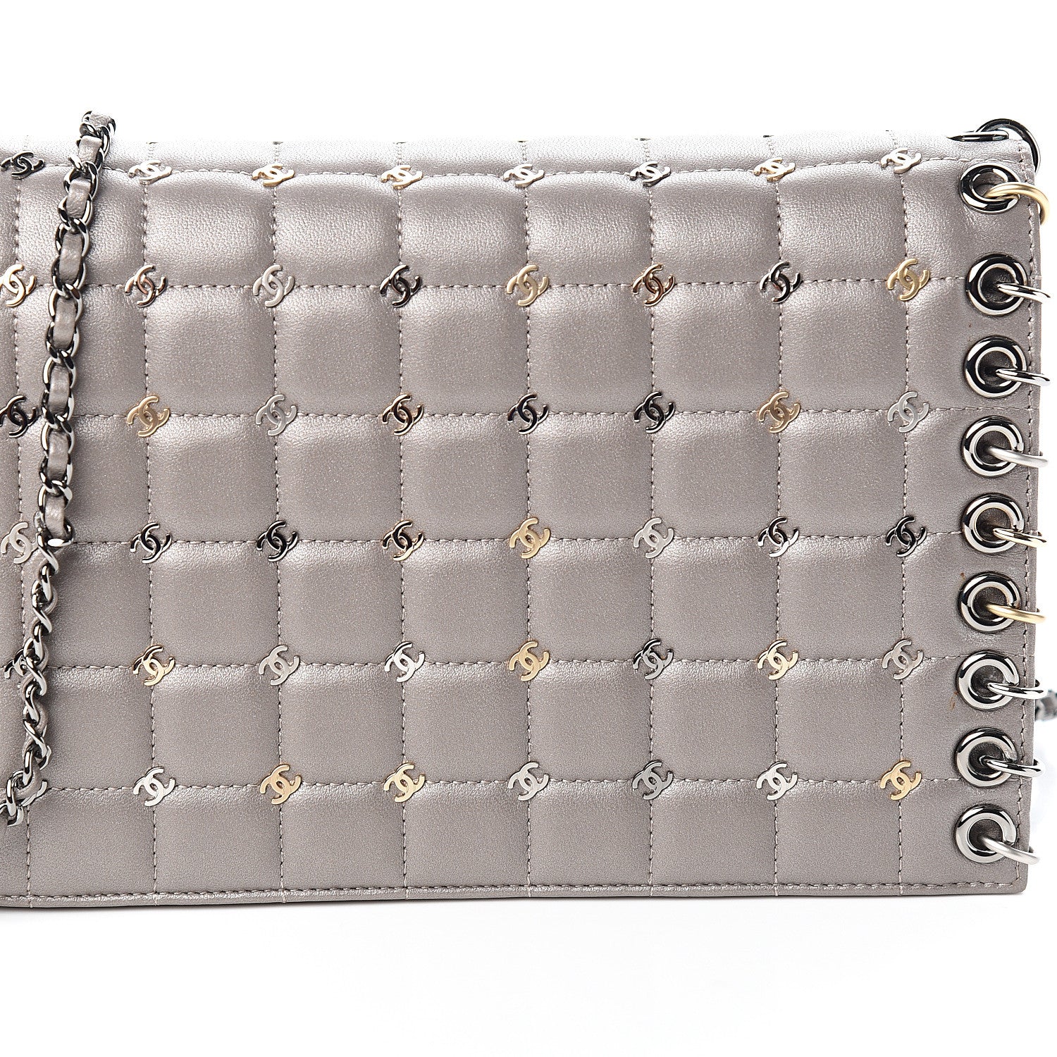 Chanel Lambskin Square Quilted CC Flap Grey 9 of 9