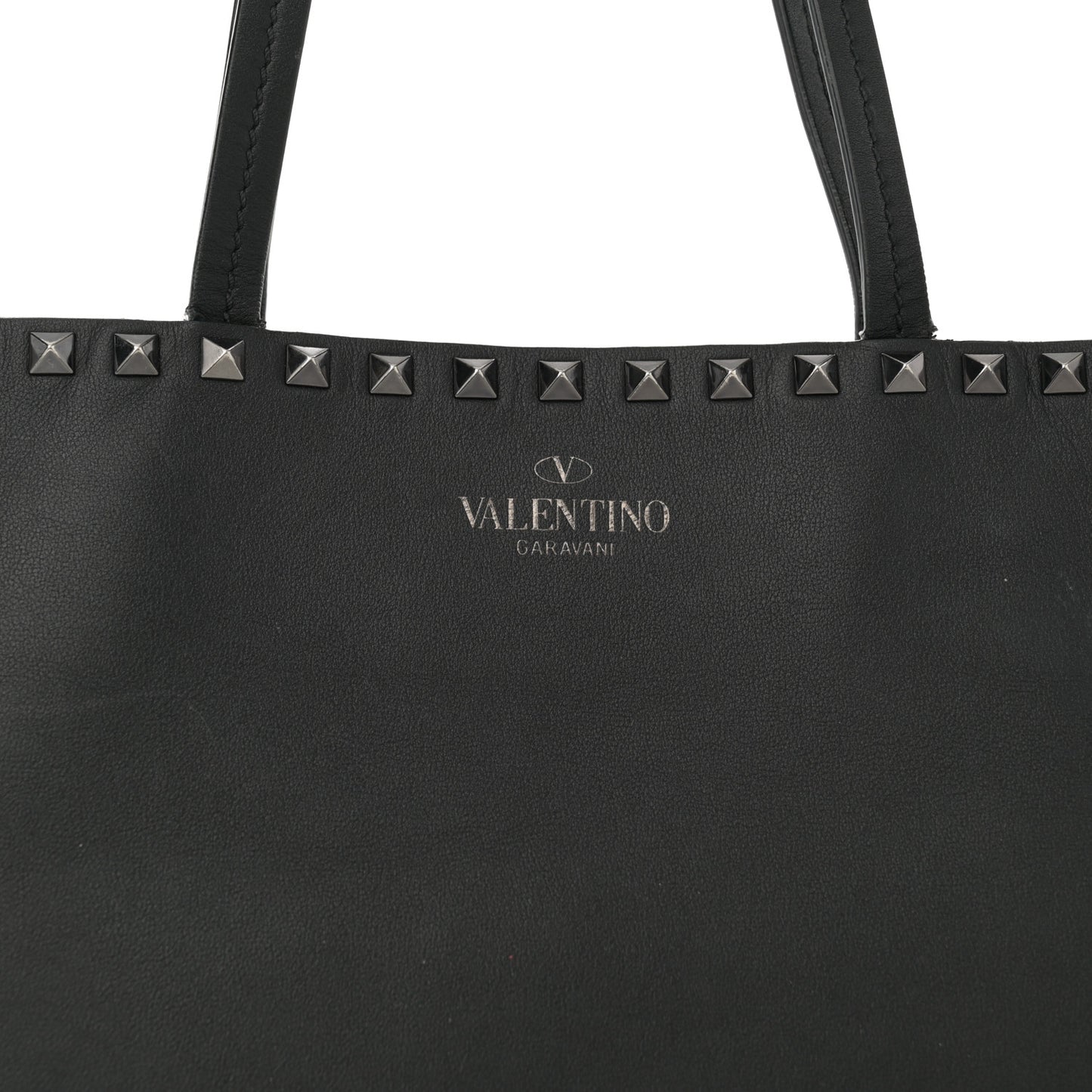 Calfskin Polka Dot Rockstud Shoulder Tote Black Light Ivory