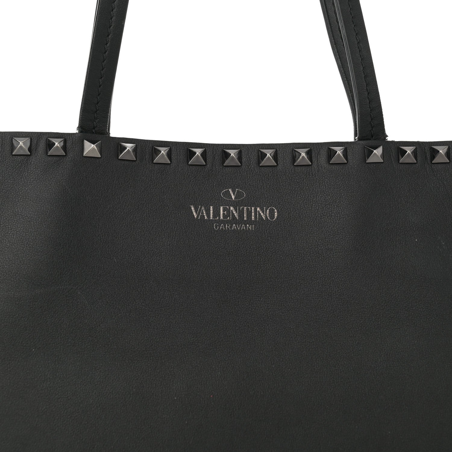 Valentino Garavani Calfskin Polka Dot Rockstud Shoulder Tote Black Light Ivory 7 of 13