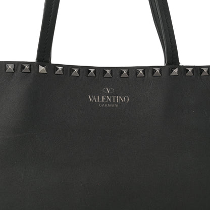 Valentino Garavani Calfskin Polka Dot Rockstud Shoulder Tote Black Light Ivory 7 of 13