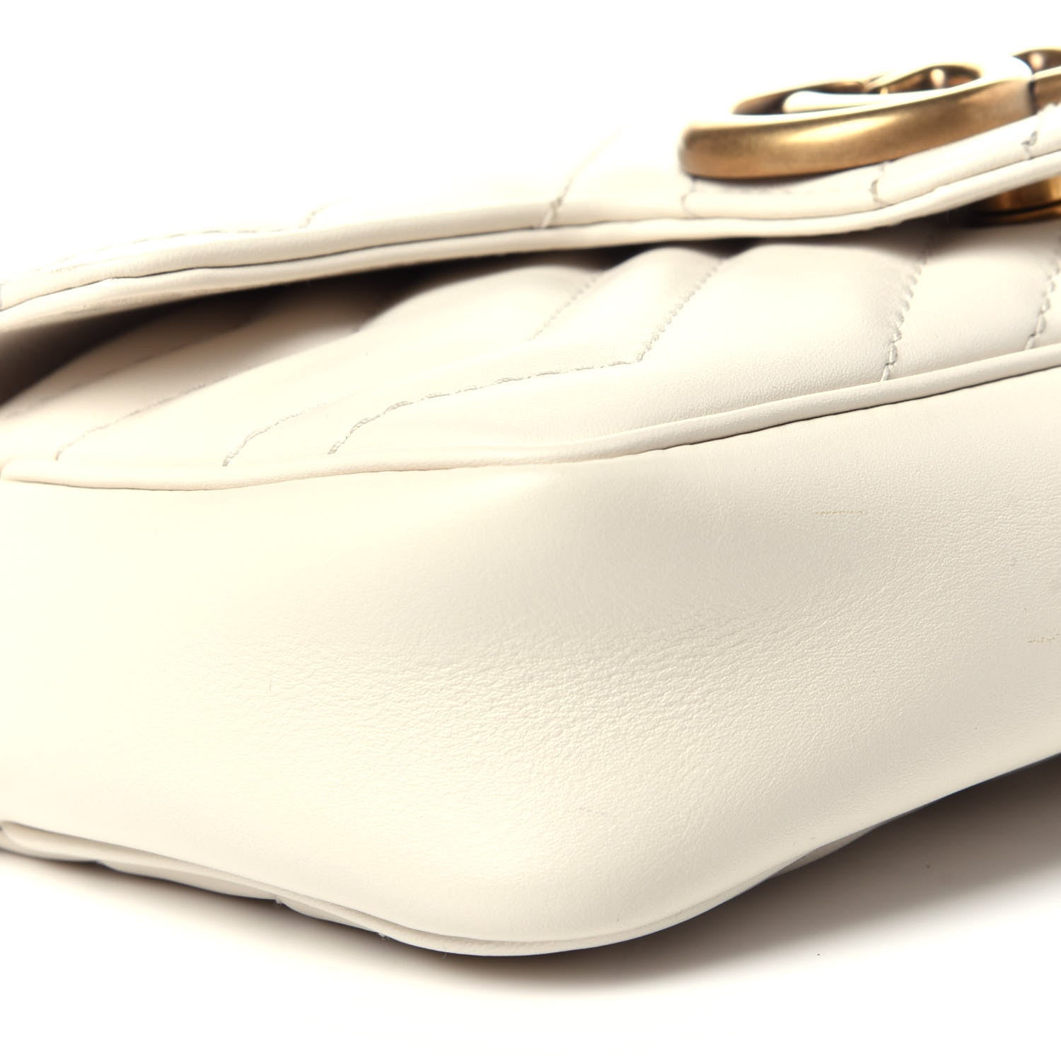 Gucci Calfskin Matelasse Super Mini GG Marmont Shoulder Bag White 6 of 13