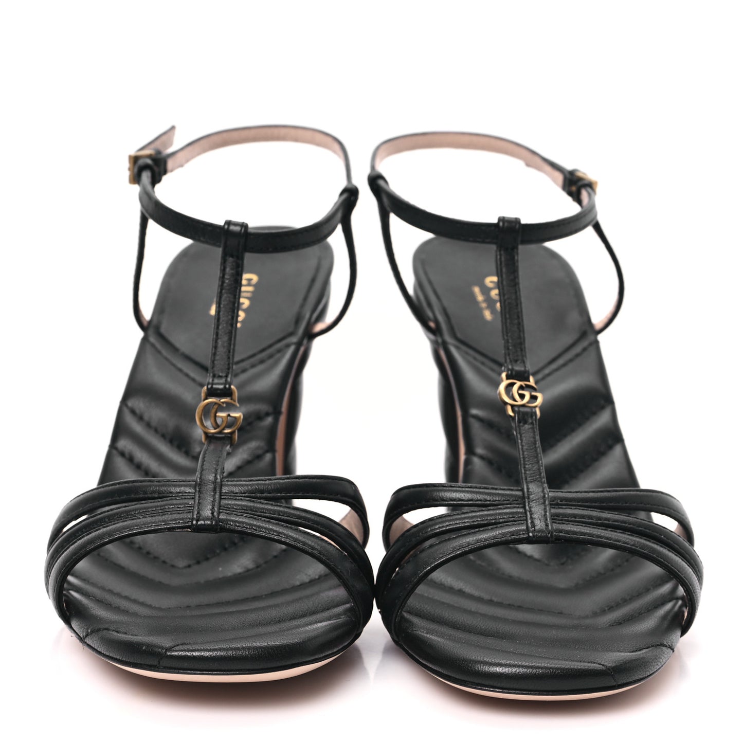 Nappa Matelasse T-Strap 40mm Sandals 37 Black