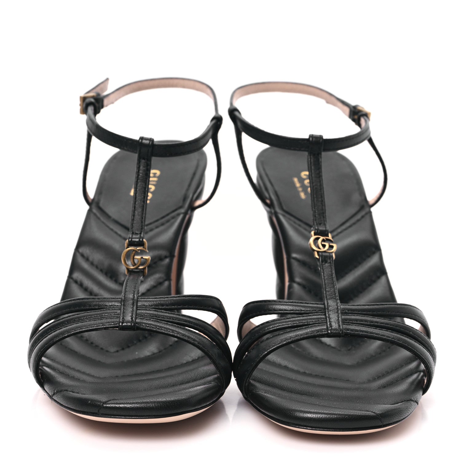 Gucci Nappa Matelasse T-Strap 40mm Sandals 37 Black 2 of 8