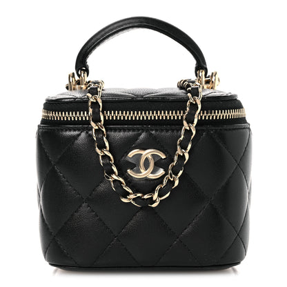 Chanel Lambskin Quilted Top Handle Mini Vanity Case With Chain Black 1 of 13