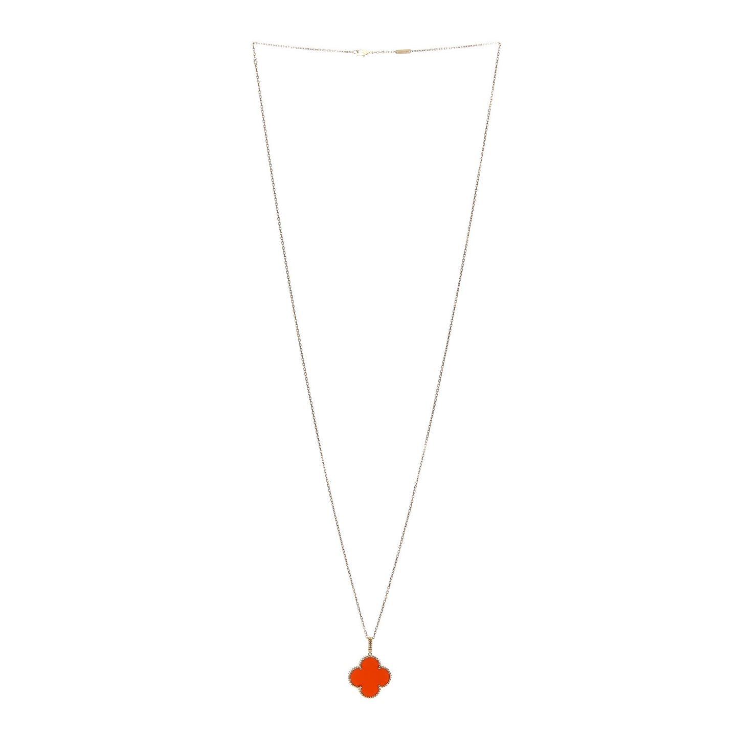 18K Yellow Gold Carnelian Magic Alhambra Long Necklace