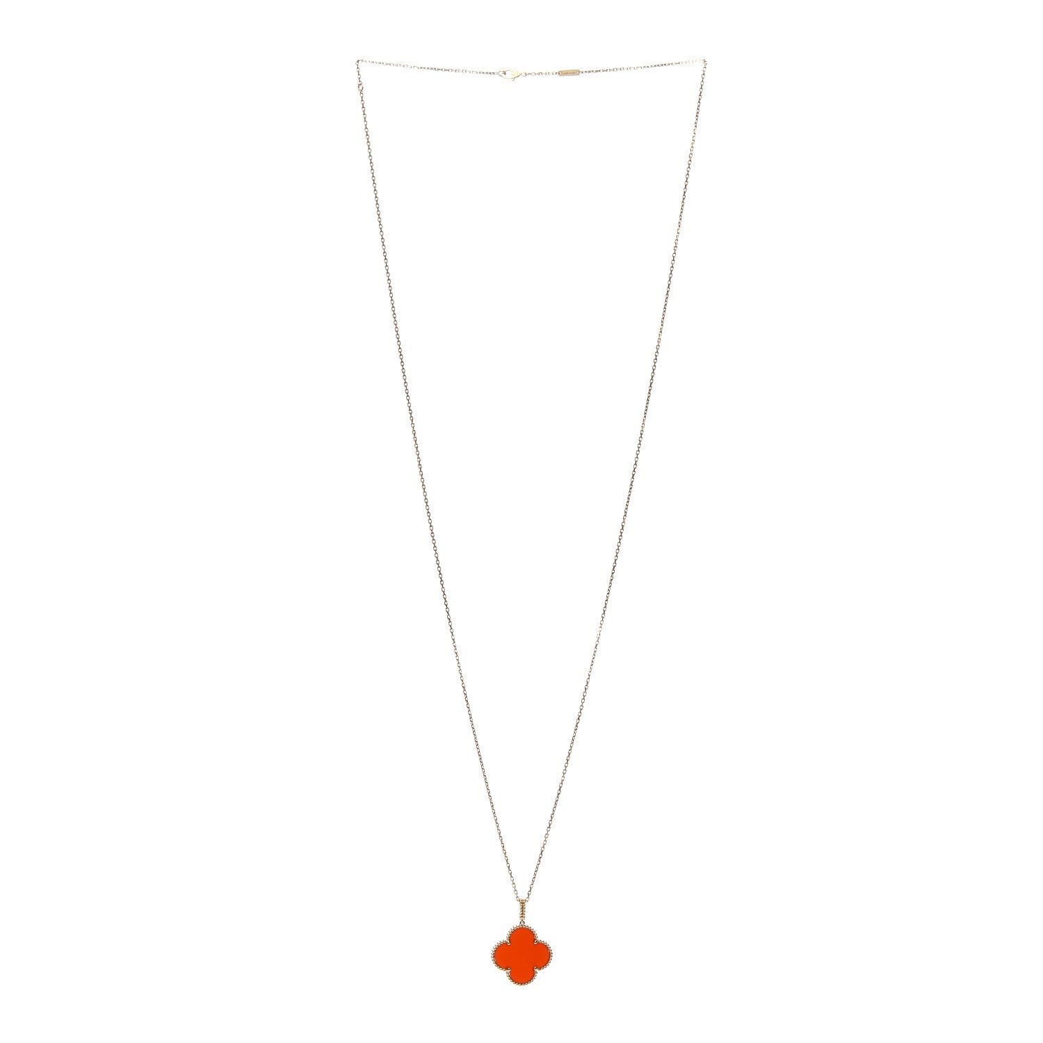 Van Cleef & Arpels 18K Yellow Gold Carnelian Magic Alhambra Long Necklace 3 of 6