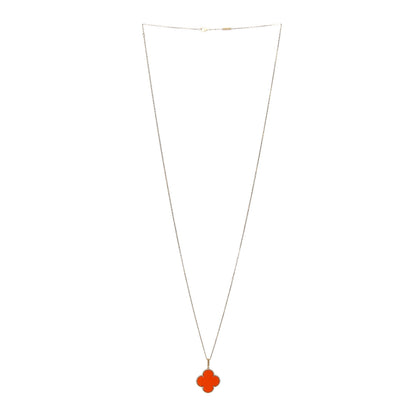 Van Cleef & Arpels 18K Yellow Gold Carnelian Magic Alhambra Long Necklace 3 of 6