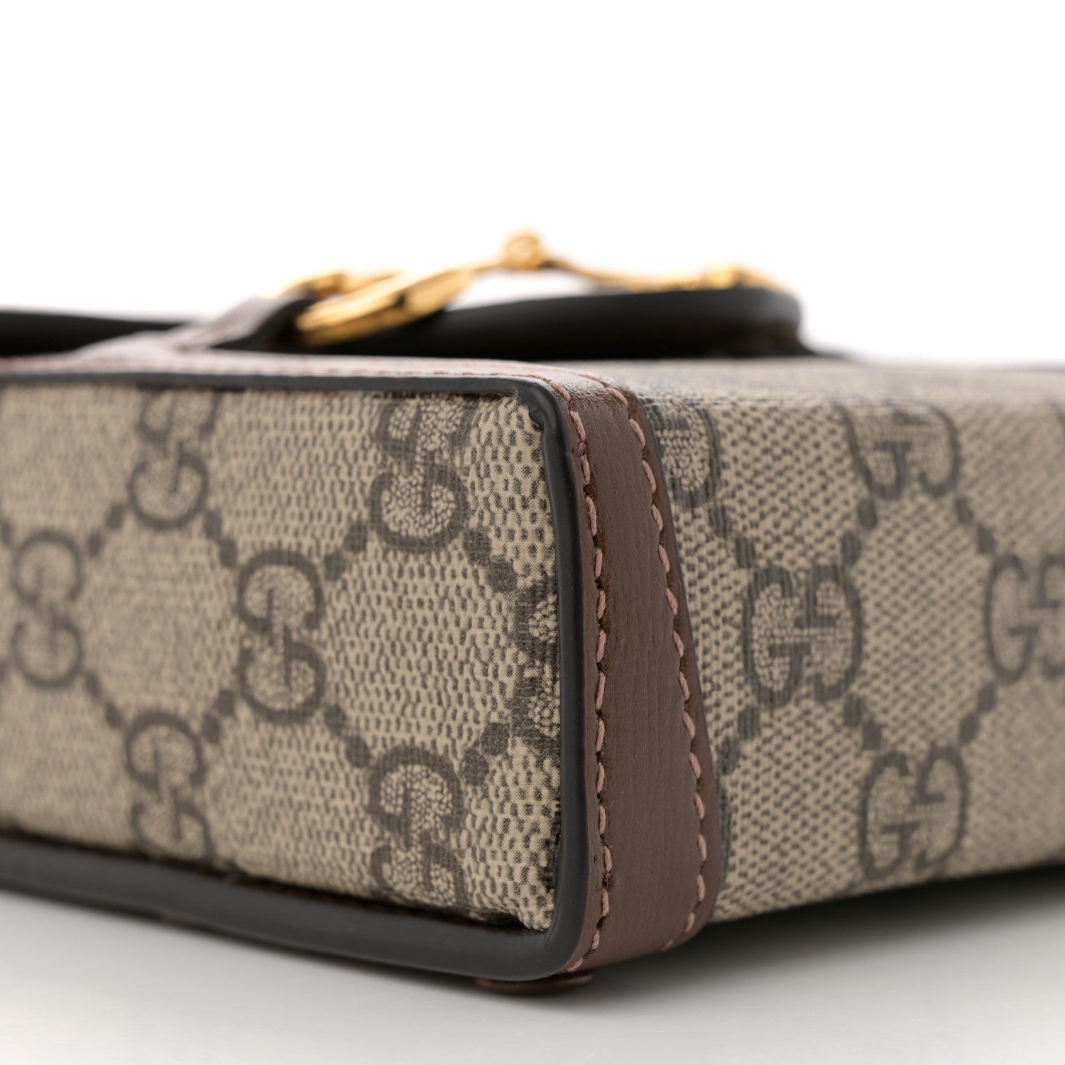 Gucci GG Supreme Monogram Mini Horsebit 1955 Crossbody Bag Beige Brown Sugar 9 of 11
