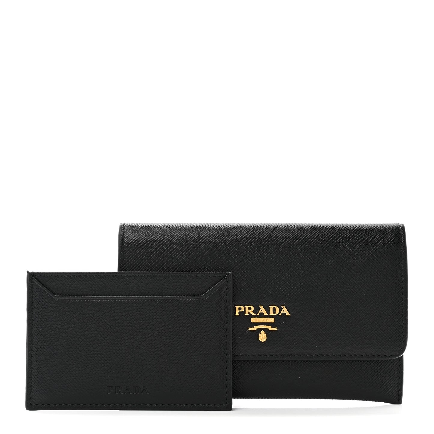Saffiano Metal Flap Wallet Black