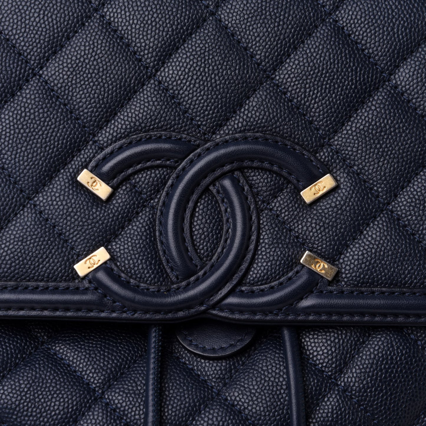 Caviar Quilted Filigree Backpack Navy