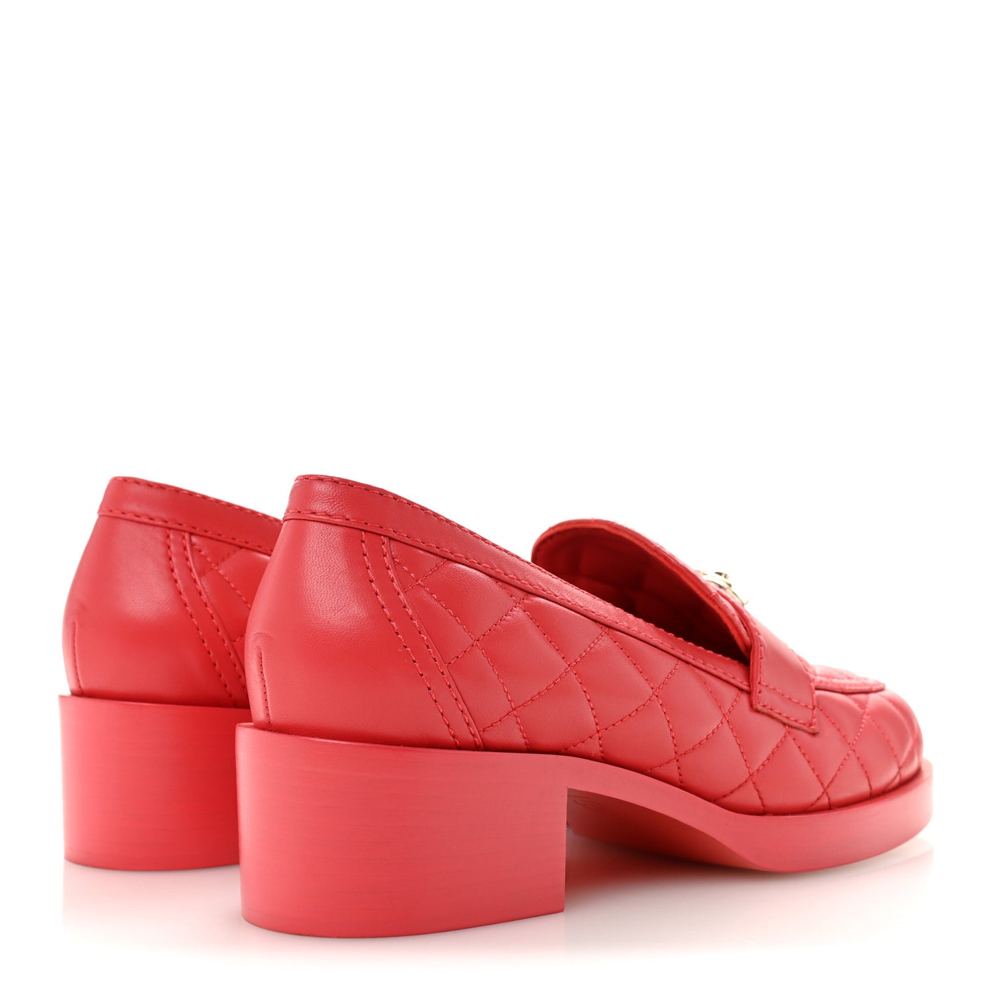 Lambskin Quilted CC Heart Loafers 38 Red