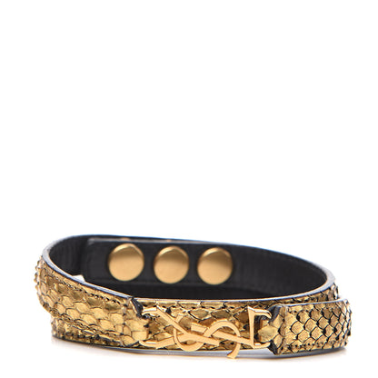 Saint Laurent Brass Snakeskin Bracelet Gold 1 of 3