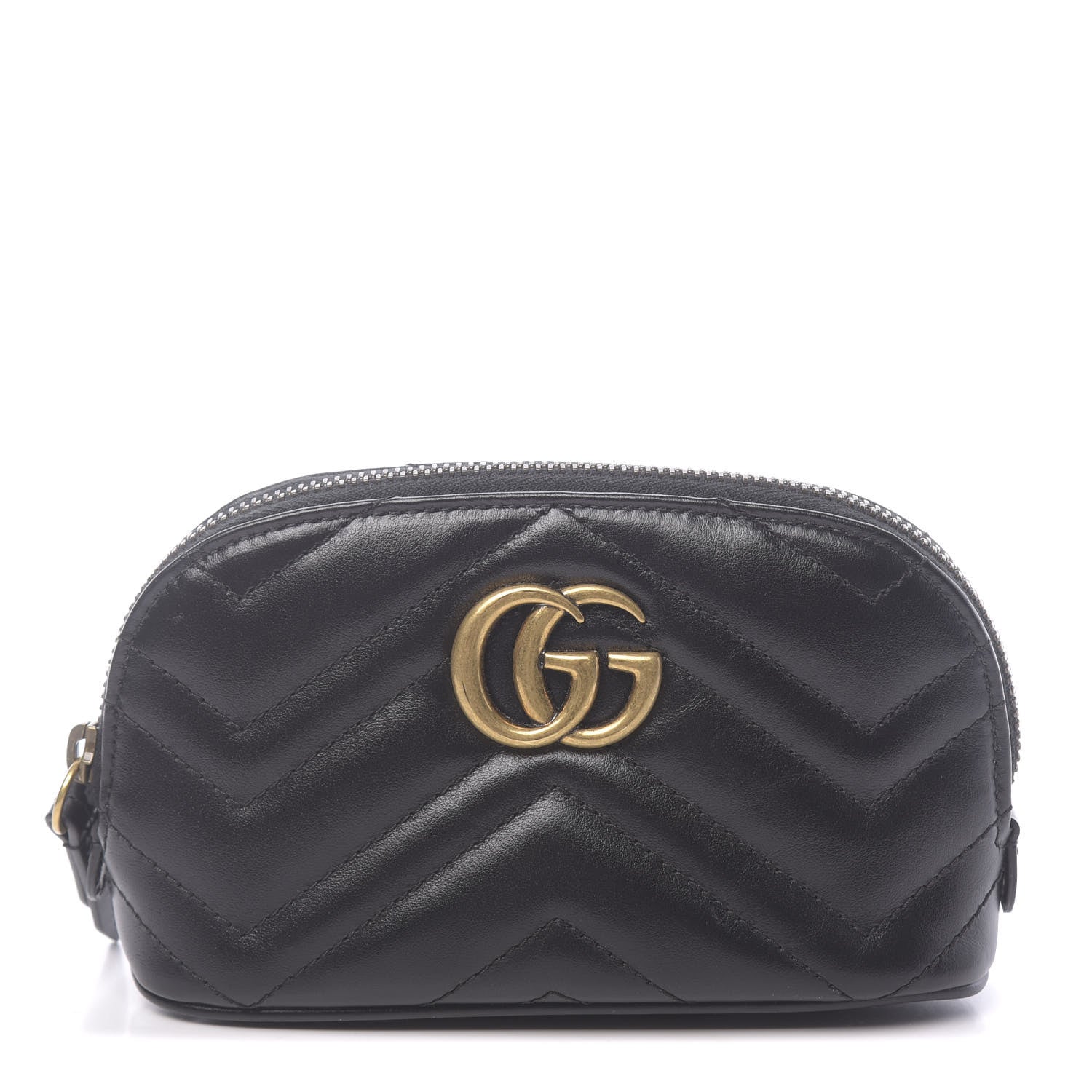 Gucci Calfskin Matelasse GG Marmont Pouch Cosmetic Case Black 1 of 9