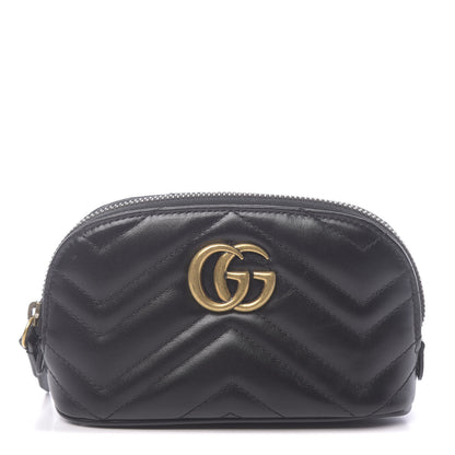 Gucci Calfskin Matelasse GG Marmont Pouch Cosmetic Case Black 1 of 9