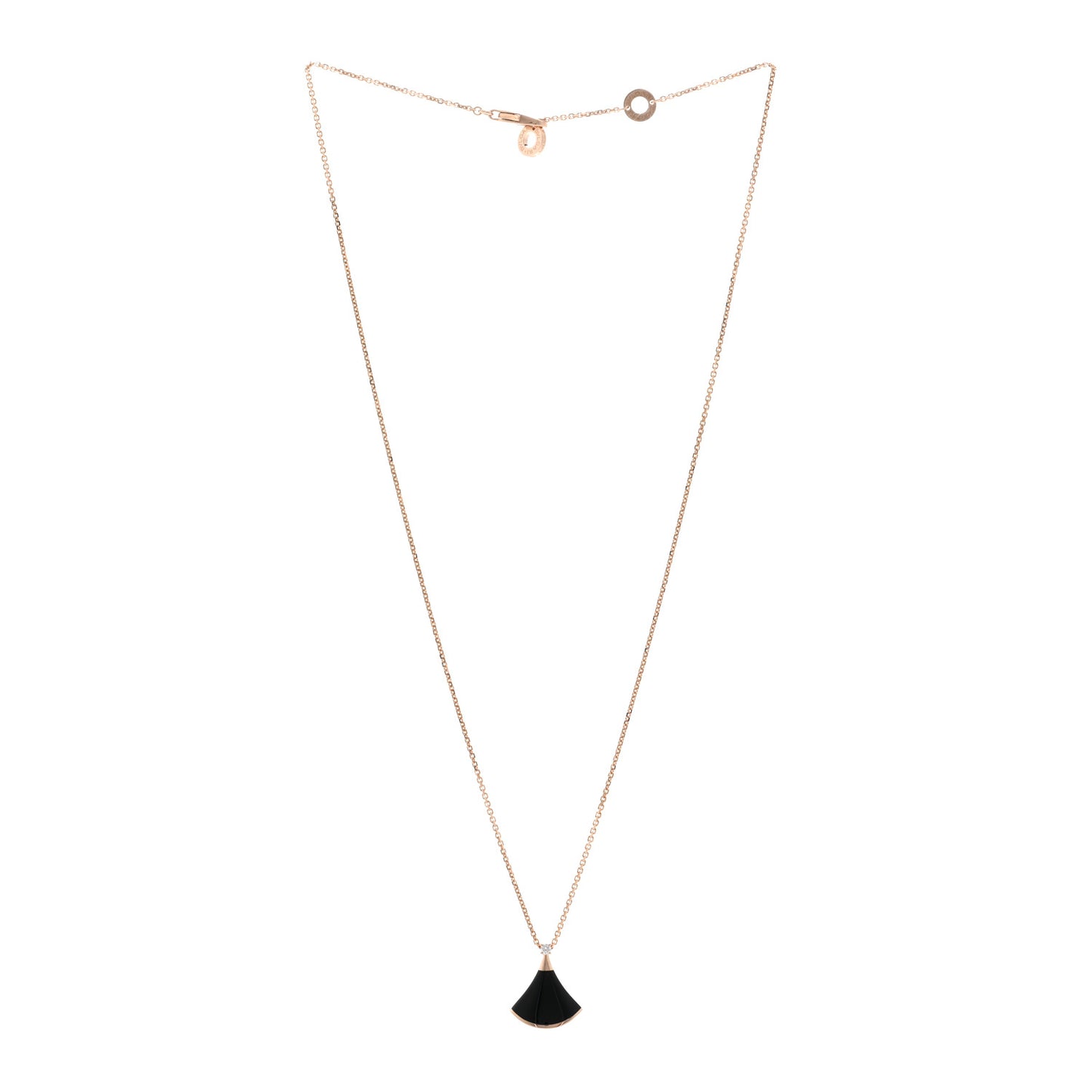 18K Rose Gold Diamond Black Onyx Divas' Dream Pendant Necklace