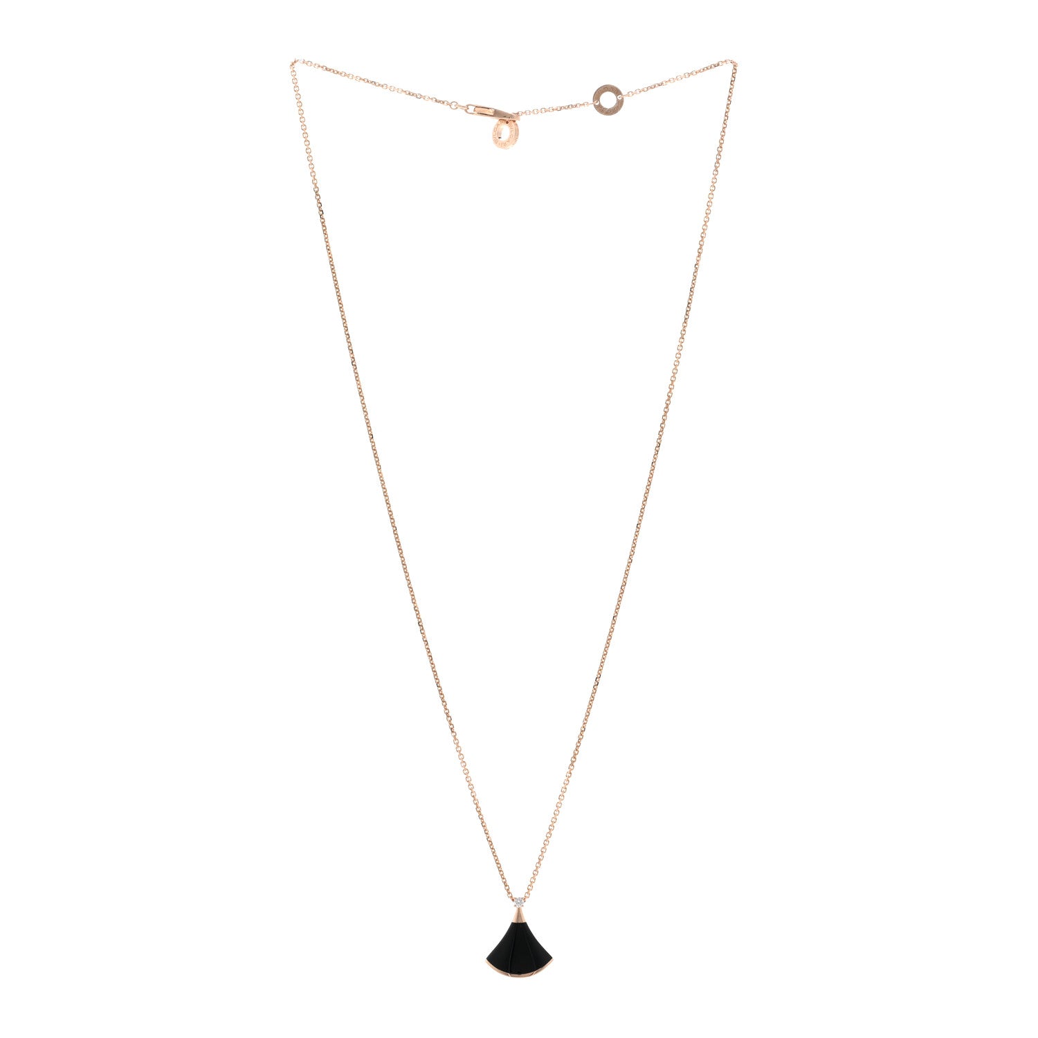 Bulgari 18K Rose Gold Diamond Black Onyx Divas' Dream Pendant Necklace 3 of 5