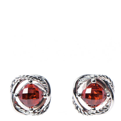 David Yurman Sterling Silver Garnet 7mm Infinity Earrings 1 of 4