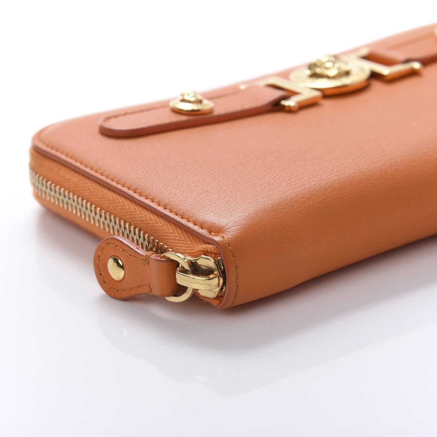 Calfskin Tribute Zip Around Wallet Orange