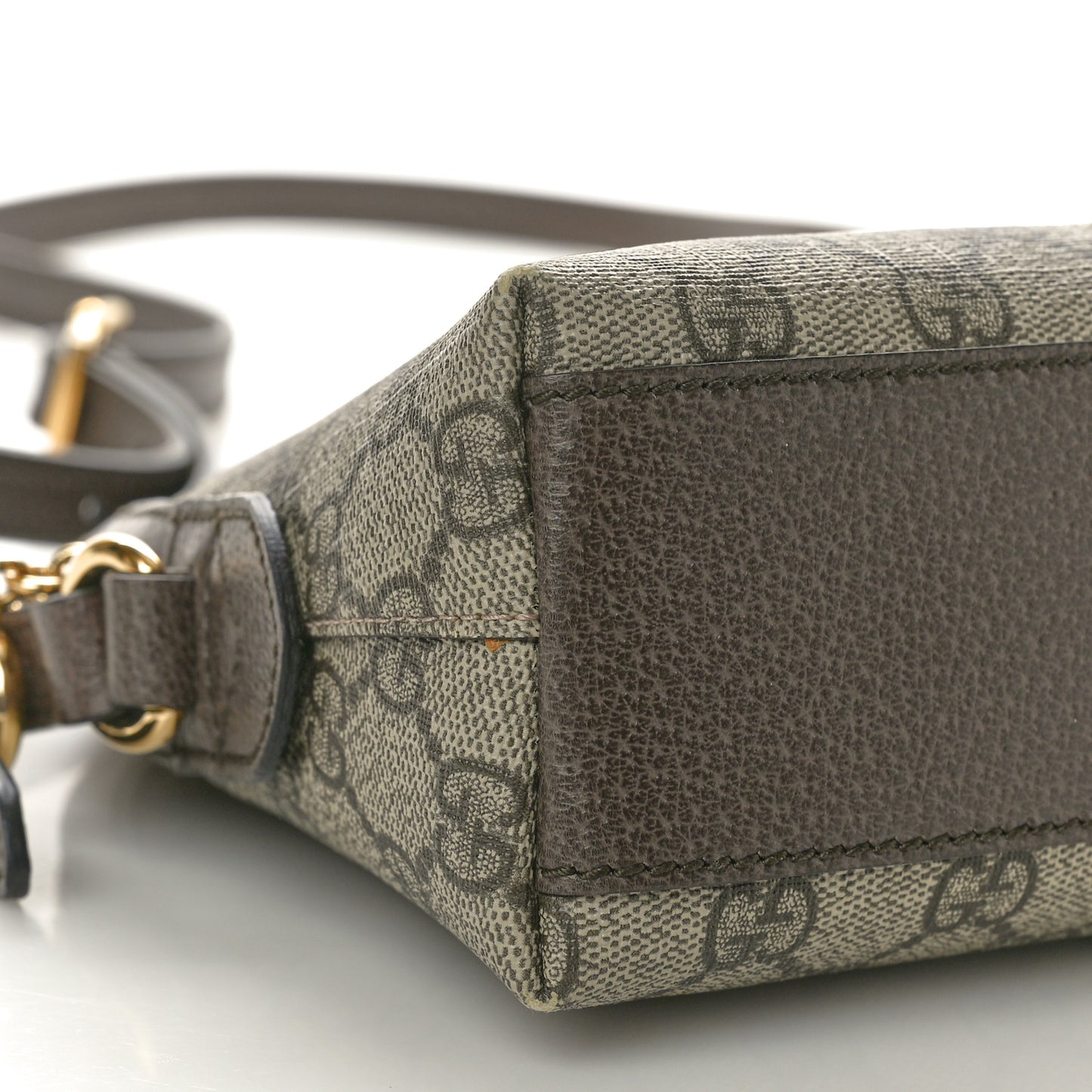 GG Supreme Monogram Textured Dollar Calfskin Web Small Ophidia Dome Shoulder Bag Beige Ebony New Acero