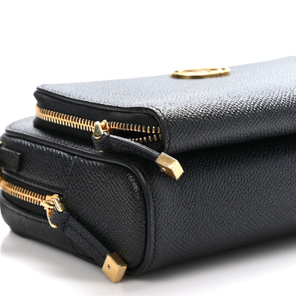 Christian Dior Grained Calfskin Caro Double Pouch Black 10 of 11