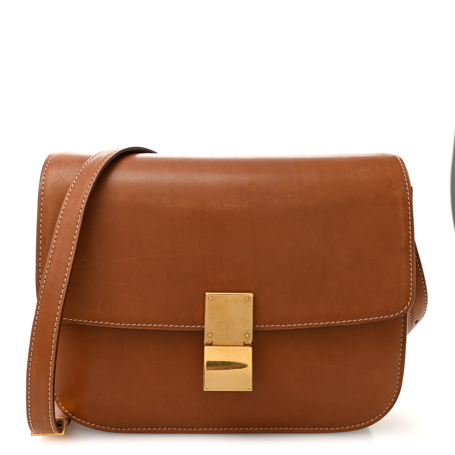 Celine Natural Calfskin Medium Classic Box Flap Bag Tan 1 of 13