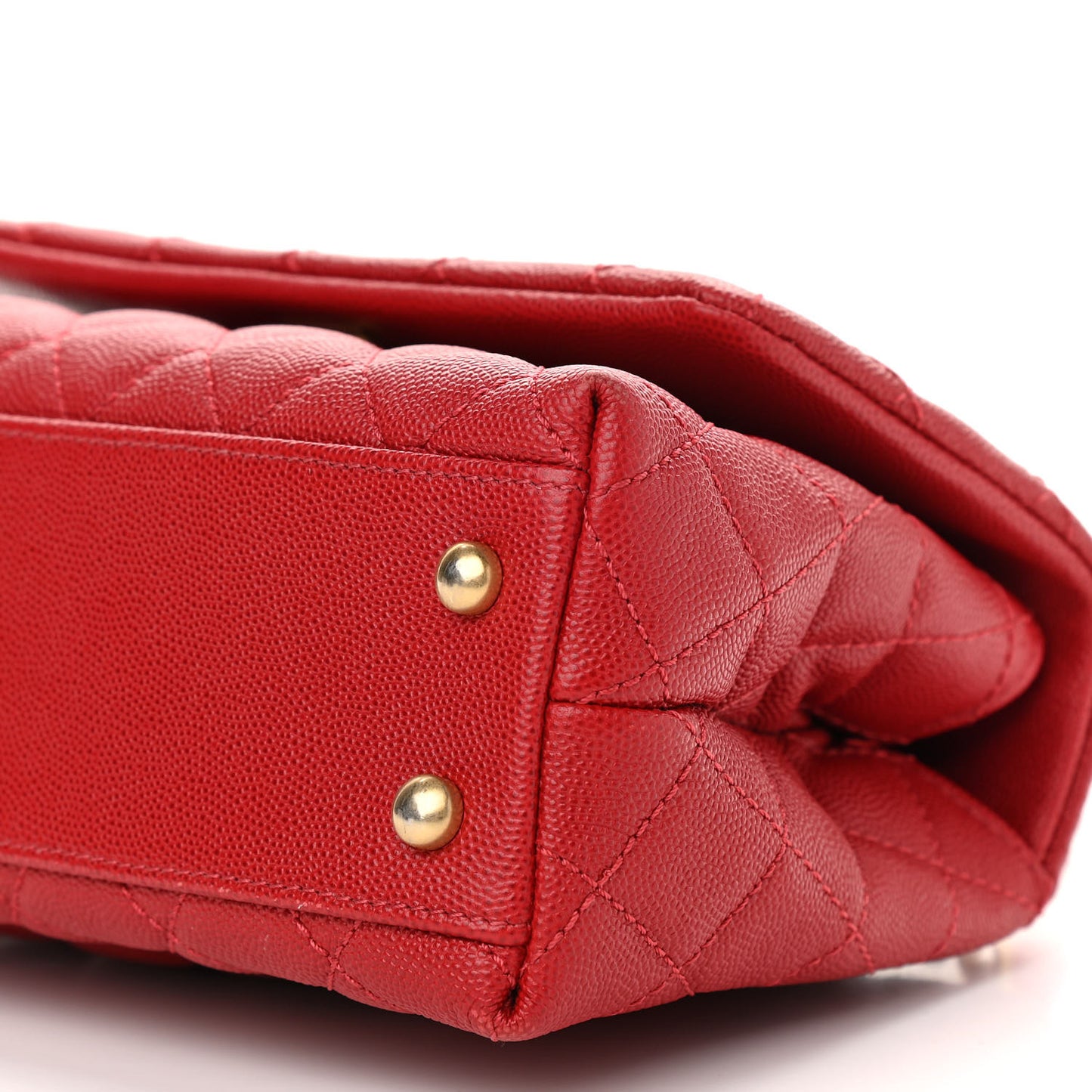 Caviar Quilted Mini Coco Handle Flap Red