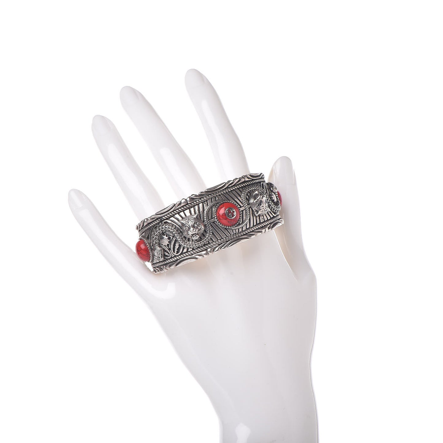 Sterling Silver Jasper Garden Cuff Bracelet Red