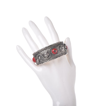 Gucci Sterling Silver Jasper Garden Cuff Bracelet Red 2 of 8