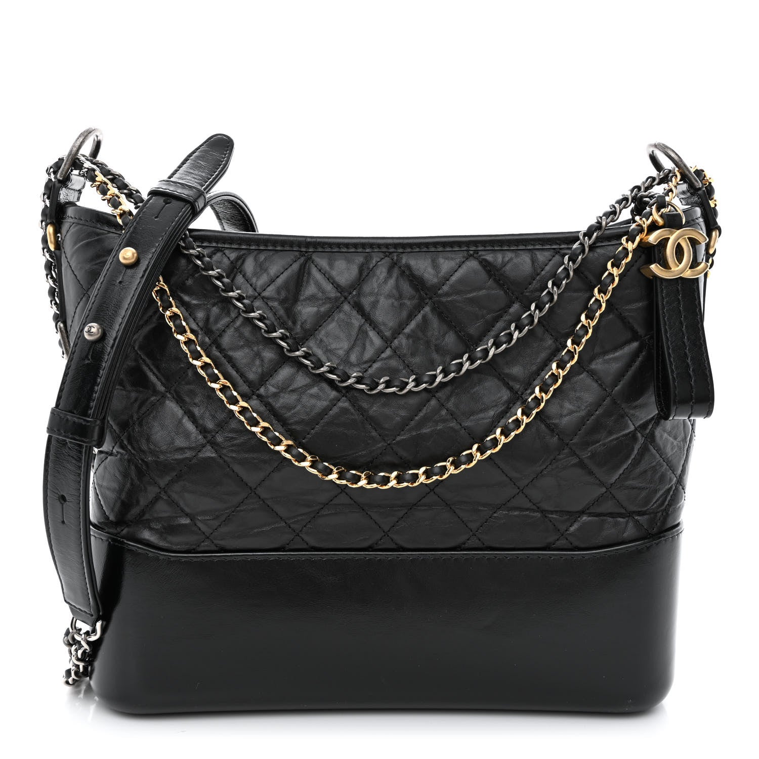 Chanel Aged Calfskin Quilted Medium Gabrielle Hobo Black 1 of 11