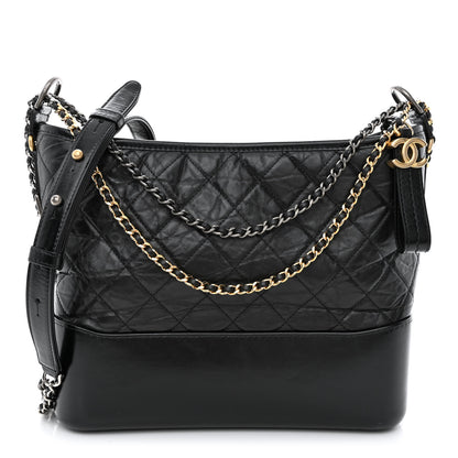 Chanel Aged Calfskin Quilted Medium Gabrielle Hobo Black 1 of 11