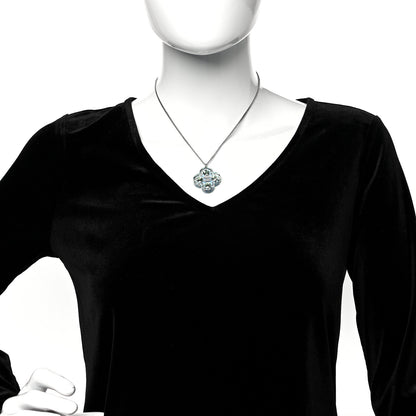 Chanel Resin Crystal CC Necklace Blue Green 2 of 5