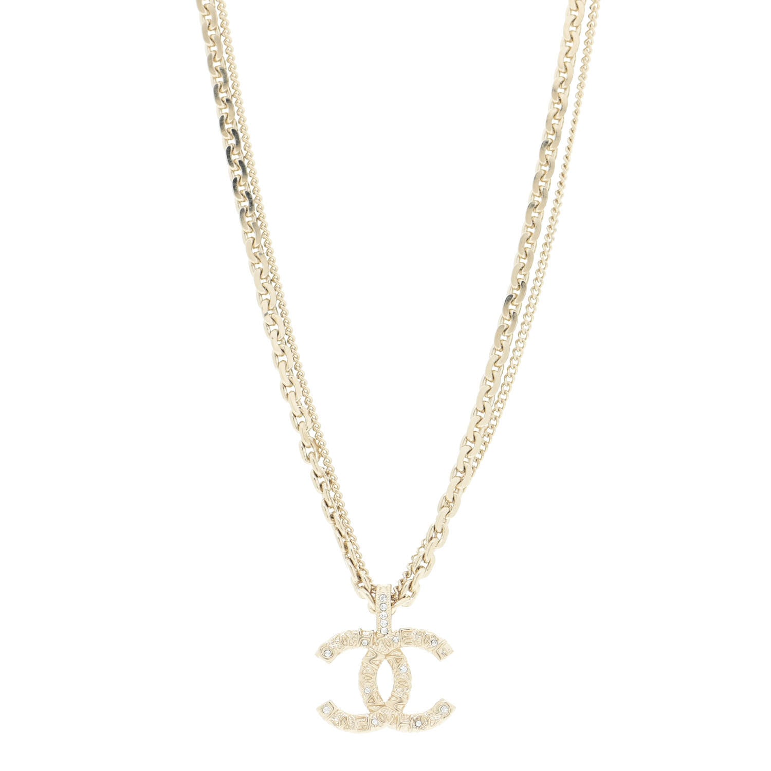 Chanel Crystal CC Multi Strand Chain Necklace Gold 1 of 7