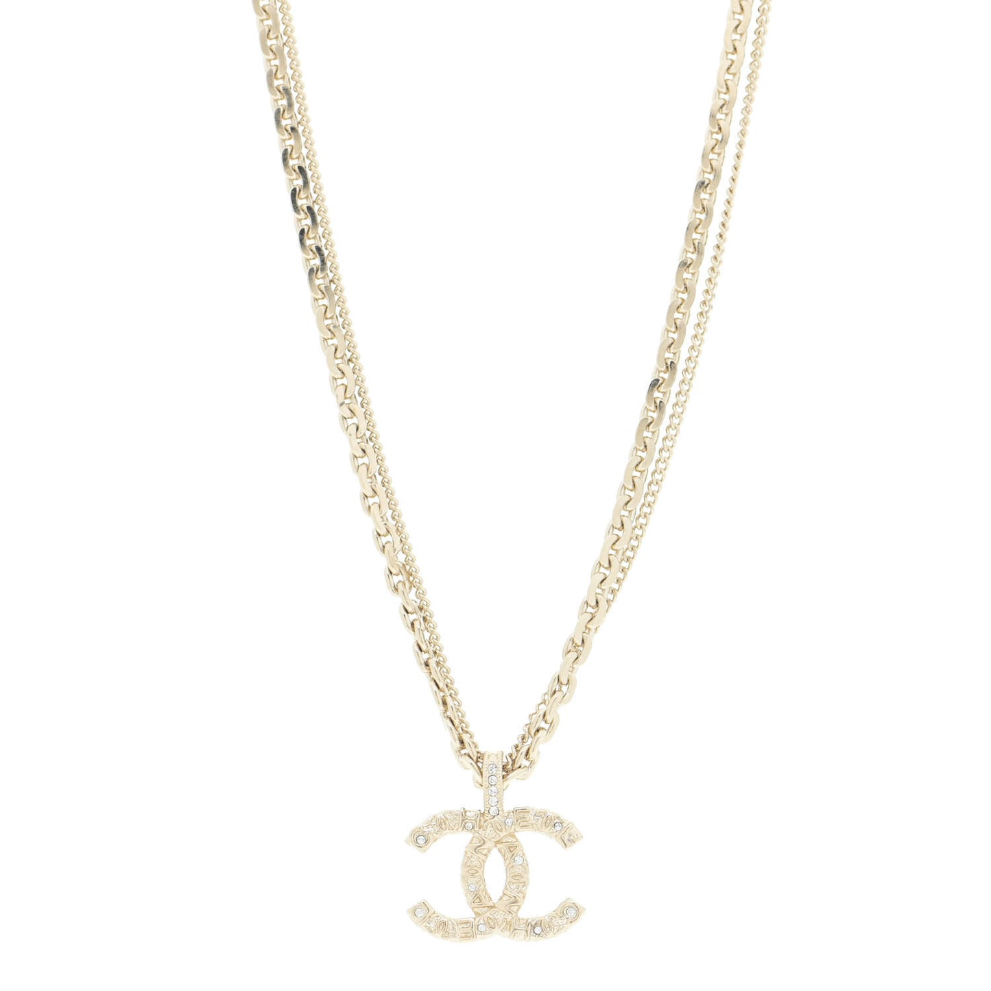 Crystal CC Multi Strand Chain Necklace Gold