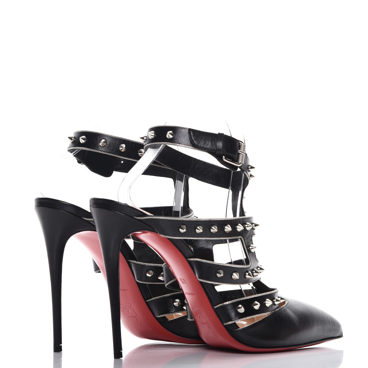 Christian Louboutin Kid Tchicaboum 100 Pumps 41.5 Black Silver 4 of 8
